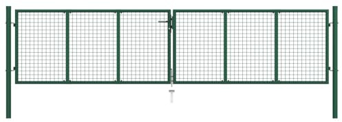 Susany Mesh Gartentor Verzinkter Stahl Doppelflügeltor Doppeltor Gartentür Zauntor Hoftor Zauntür Gartenpforte Einfahrtstor Tor Stahl 400 x 100 cm Grün