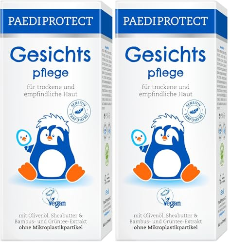 PAEDIPROTECT Gesichtspflege Baby & Kinder Creme 75 ml, ohne Parfüm & ohne Mikroplastik, Gesichtscreme trockene, empfindliche Haut, vegane Pflegestoffe hautberuhigend & pflegend, Babyhautpflege Lotion