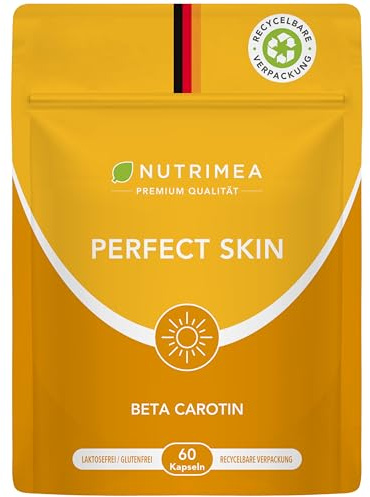 Bräunungskapseln mit Beta Carotin – Perfect Skin mit Vitamins – Nutrimea | Natürliche Sommerbräune – Natürliche Bräune + Hautschutz, Mit Vitamin A E Antioxidantien, Selbstbräuner Kapseln 100% Vegan