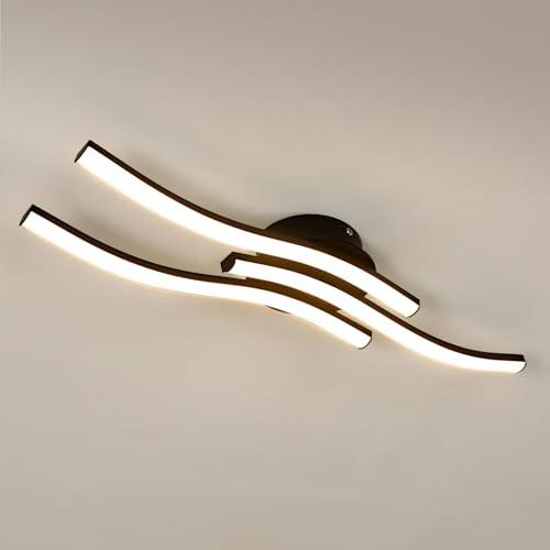 Comley Moderne LED Deckenleuchte, 20W 2050LM Deckenlampe LED 3 Flammig | Schwarz Deckenlampe LED für Schlafzimmer, Wohnzimmer, Esszimmer und Flur, 3000K Warmweißes Licht