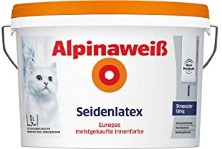Alpina Alpinaweiß Seidenlatex 1 Liter strapazierfähige Latexfarbe Wandfarbe Weiß Seidenglanz