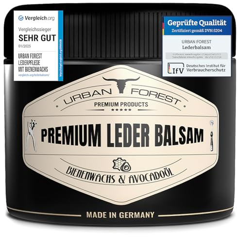 URBAN FOREST Lederpflege mit Bienenwachs & Avocado-Öl 250ml für Auto Sofa Couch Möbel Jacke Motorradbekleidung Handtaschen Ledercouch Schuhe Sattel für Pferde Lederfett - Premium Leder Balsam