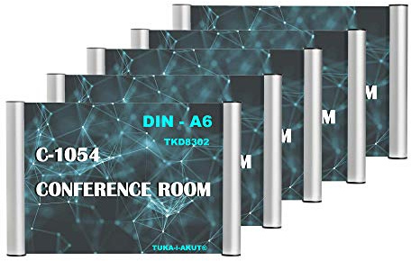 TUKA-i-AKUT 5st. Büro Türschild A6, Aluminium und Klare Abdeckung, Büroschild zum selbst beschriften für schild 148 mm x 105 mm, Infoschild für Wandmontage | Anschrauben oder Ankleben, TKD8302-A6-5x