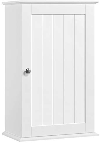 Yaheetech Hängeschrank, Wandschrank mit Einer Tür, Badschrank, Küchenschrank, Medizinschrank in Weiß, 35 x 21 x 55 cm