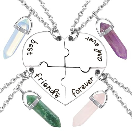 TJUSPIRIT Freundschaftskette für 3/4 Best friends Ketten BFF Partnerketten | für 3/4 Mädchen Damen, best friends forever and ever Herz Puzzle Heilsteine Anhänger Schmuck für Schwestern Freundin