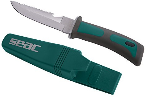 Seac Sub Bat Scuba Messer aus gehärtetem Edelstahl – Klinge 12 cm, grün