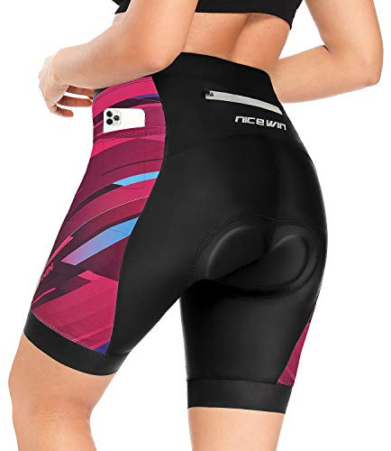 NICEWIN Radlerhose Damen mit Sitzpolster 4D Gepolstert Fahrradhose kurz Sporthose Atmungsaktive Schnell Trocknende Stoßfeste Radlershorts Damen