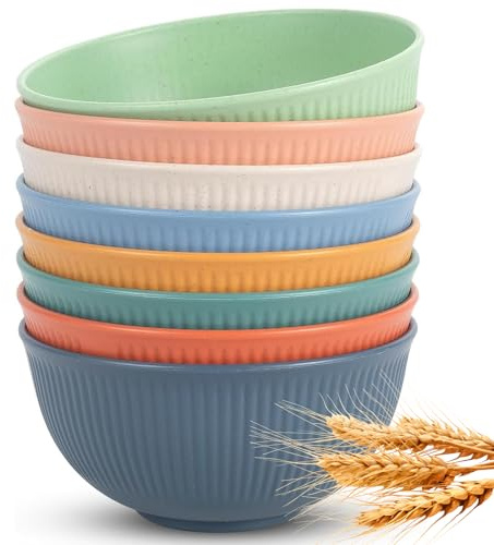 Wiederverwendbar Bowl Müslischalen 8er Set, 655 ml Dessertschalen Suppenschalen, Salatschale für Suppe Müsli Ramen Salat,Ramen Schüssel Set für Grillpartys - Mikrowelle & Geschirrspüler Safe