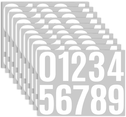 10 Blatt Zahlen Aufkleber,10 cm Mailbox Nummern Aufkleber,Wetterfest Klebezahlen, 0-9 Vinyl Sticker Zahlen,100 Stück Nummernaufkleber für Briefkasten Hausnummer Postkasten Schilder (Weiß)
