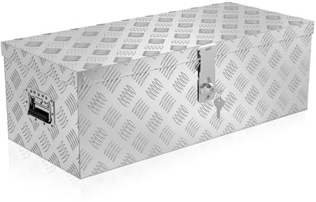XMTECH 60L Aluminium Transportbox Aufbewahrungsbox Aluminiumkoffer Aluminiumbox Truckbox, Silber Lagerkiste Transportkoffer Deichselbox Werkzeugkasten