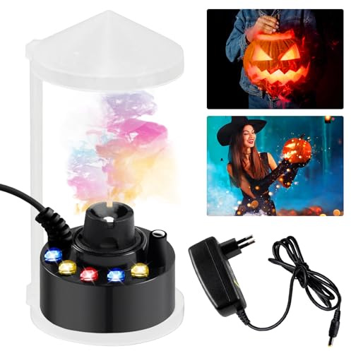 PORFOYO Ultraschall Vernebler, 12 LED Ultraschall Nebelmaschine, Nebler Ultraschall Vernebler, Mist Maker Wassernebler Fogger mit Abnehmbarem Spritzschutz für Springbrunnen,Teich, Nebel, Halloween (A)