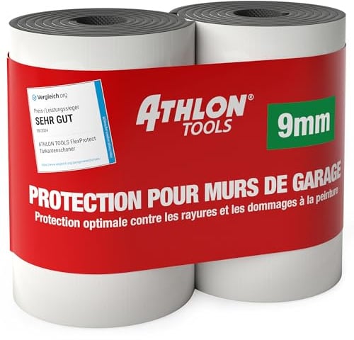 ATHLON TOOLS 2X Auto-Türkantenschutz (9mm) FlexProtect - je 2 m lang - Extra Dicker Türkantenschoner, selbstklebend, wasserabweisend (schwarz)