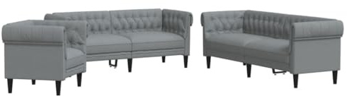 vidaXL Sofagarnitur 3-TLG., Sessel Couch Sofa für Wohnzimmer, Loungesofa Polstersofa mit Stützbeinen, Couchgarnitur Sitzmöbel, Modern, Hellgrau Stoff