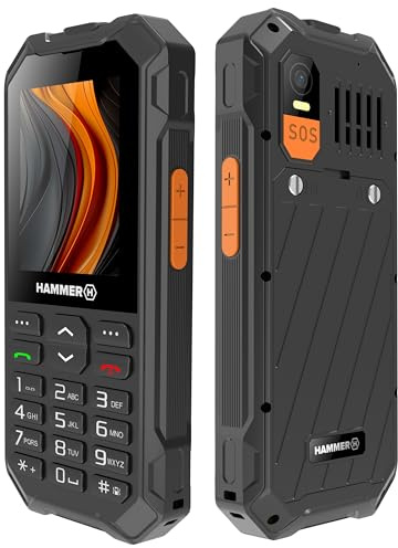 Tastentelefon Hammer 6 LTE, großer Akku 2500mah bis zu 7 Tage Standby, Taschenlampe und SOS-Taste, Volte-Technologie, beleuchtete Tasten, IP68 1,5 Meter Droptest, 2,4 Zoll Bildschirm, ohne Vertrag