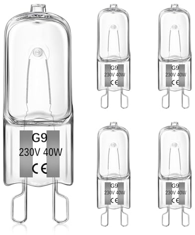 Liuyife G9 40W Halogen Backofenlampe 300 Grad Hitzebeständige für Backofen/Mikrowellenanwendungen/Tischlampen, Dimmbar 230V Warmweiß 2700K 520LM Ofenlampe, G9 Backofen Halogenlampe Oven Lampe 5 Stück