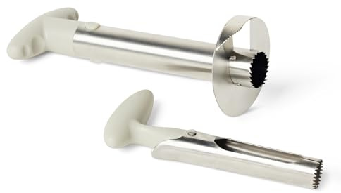 Amazon Basics Ananasentkerner und -schneider und Apfelentkerner, 2-Teiliges Set, Spülmaschinenfest, Leinengrau