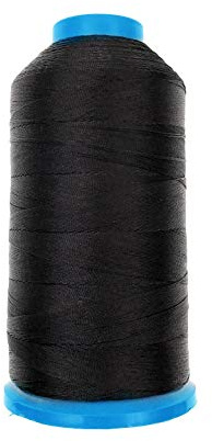 JZK 1500 Yard T70 69# schwarzes starkes strapazierfähiges gebundenes Nylon-Nähgarn für Polsterung, Leder, Jeans, Leinwand, Teppich, Vorhang, Perlenstickerei für Industriemaschinen, Overlock, Handnähen