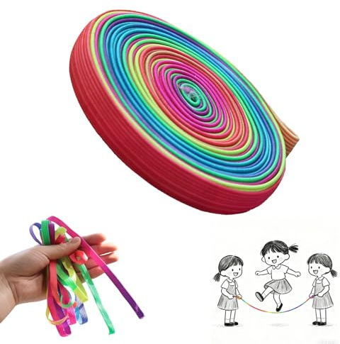 YingMengZhiGe 6 Meter gummitwist,Gummi Twist Regenbogenfarben, gummitwist mädchen ab 8,pausenspiele grundschule,fadenspiele,Gummi Twist mädchen,hüpfgummi ab 6, 7, 8, 9, 10 Jahre