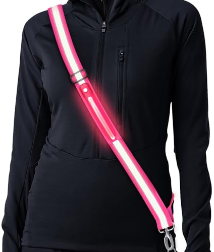Simket Lauflicht Joggen mit Reflektoren Gürtel, LED Lauflampe USB Aufladbar Verstellbar Nacht Sicherheitslicht Laufgürtel für Joggen Laufen Running Fahrradfahren Hundewandern Outdoor Sports