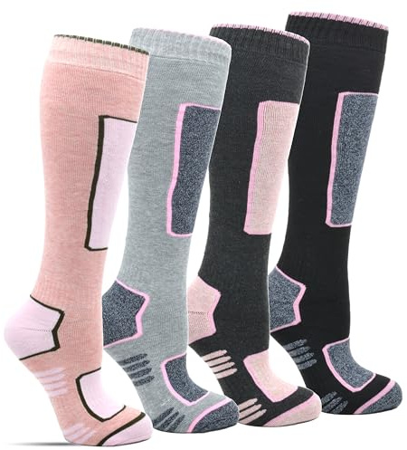 Frostfighter Skisocken Damen (4x Paar) Winter Thermo Ski Kniestrümpfe Vollfrottee Innenfutter (DE/NL/SE/PL, Numerisch, 39, 42, Regular, Regular, Mehrfarbig)