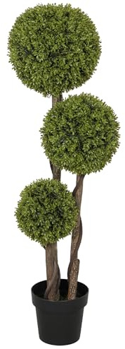 HOMCOM Künstlicher Buchsbaum groß 115 cm, Kunstbaum mit UV-Schutz, Kunstpflanze, Plastik Künstliche Pflanzen im Topf, Fake Plant wie echt für Wohnzimmer Schlafzimmer Büro Moderne Dekoration Geschenk