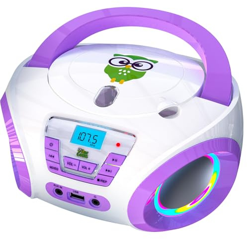 Tunes Kinder CD Player mit UKW Radio und Lautsprecher inklusive Batterien | Bunte Discolichter sorgen für Tanzspaß und eignen sich toll als Geschenk, Lila