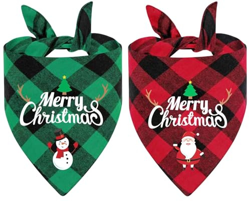 Hundehalstuch Weihnachten, Halstuch Hund Weihnachten, Weihnachtshalstuch Hund, 2 Stück Weihnachtshund Bandanas, Weihnachtsmann Und Schneemännern, Hundetypen Für Alle Hundetypen