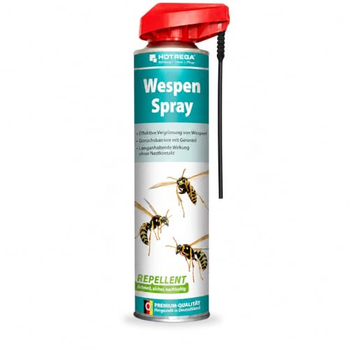 HOTREGA Wespenspray Repellent 600ml | Wespenabwehr & Nestbau-Stopp | Anti-Wespen-Mittel mit Geraniol | Schutz für Balkon, Terrasse & Garten | Präventive Geruchsbarriere gegen Insekten
