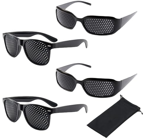 Roinaid Rasterbrille Augentraining 4 Stück Lochbrille für Augentraining Original Lochbrille für Augentraining Original für Entspannendes Augentraining und Verbesserung der Sehkraft (Schwarz)