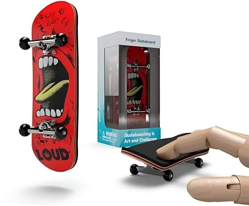 BIGH Professionelles Fingerboard aus Natürlichem Ahornholz - Finger-Skateboard - Kleines Finger-Skate - Farbe: Loud
