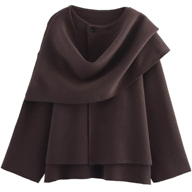 Kissonic Übergroße Damen-Schaljacke, Überwurf aus Strick, langärmelig, mit Knopf, Winter-Caban