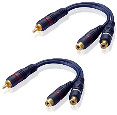 SIENOC 2 Stück 15cm Cinch RCA Kabel Cinch Y Splitter Adapter Kabel AV Audio Kabel RCA Stecker auf Dual Buchse Audio-Kabel