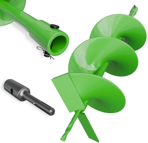 ZENIX Gartenbohrer Erdbohrer für Bohrer 200mm×800mm mit Sicherungsbolzen & Adapter,Mit normaler Bohrmaschine nutzbar, Erdbohrer für Pfahlbohrer Brunnenbohrer Aushubarbeiten, Zaunbau und Garten.