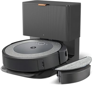 iRobot Roomba Combo i5+ (i5572) Saug- und Wischroboter mit autom. Absaugstation, WLAN-fähig, intelligente Navigation, 2 Gummibürsten, Reinigung nach Raum, Kompatibel mit Sprachassistenten, Farbe: Cool