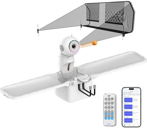 Tischtennis-Robotermaschine, PUSUN Tischtennis-Robotermaschine mit Netz, Fernbedienung und App-Steuerung, integrierte mehrere Trainingsbohrer, Topspin/Backspin, Trainingsprogramm anpassen