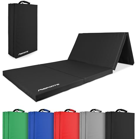 MSPORTS Turnmatte Premium klappbare Weichbodenmatte 190 x 80 x 5 cm Gymnastikmatte Sportmatte für zuhause Kinder Erwachsene (Schwarz, 190 x 80 x 5 cm)