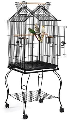 Yaheetech Vogelkäfig Wellensittlichkäfig mit Ständer Vogelvoliere Käfig Vogelhaus 145 cm hoch