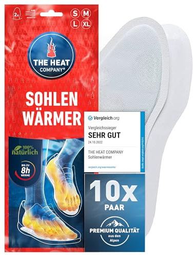 THE HEAT COMPANY Sohlenwärmer - 10 Paar - EXTRA WARM - Wärmesohlen - Fußwärmer - 8 Stunden warme Füße - sofort einsatzbereit - rein natürlich - Größe MEDIUM: 39-41