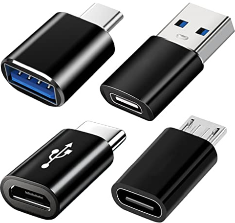USB C Adapter 4 Stück, USB Typ C zu USB 3.0 OTG Adapter, Micro USB auf USB C Adapter Kompatibel mit iPhone 17/16/15 Serie Samsung Galaxy iPad MacBook Pro Handy PC Laptop Tablet und Mehr