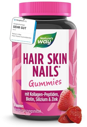 Biotin Gummibärchen I 2500 µg Biotin hochdosiert I Hair Skin Nails Gummies mit Erdbeergeschmack I Laktosefreie glutenfreie Hair Vitamins I Alternative zu Haut Haare Nägel Kapseln I 60 Stk