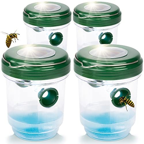 Gardigo Wespenfalle & Mückenfalle Solar 2 in 1-4er Set | Wespen Abwehr und Mückenschutz für drinnen & draußen, LED Licht zur Insektenanlockung, Insektenabwehr