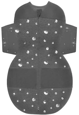 happiest baby SNOO Schlafsack – 100% Bio-Baumwolle Baby Wickeldecke – von Ärzten entworfen fördert gesunde Hüftentwicklung (Planeten Anthrazit, XL)