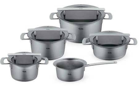 Fissler Phi Collection® Topfset 5-teilig – Made in Germany, Edelstahl 18/10, CookStar® Boden, stapelbar konisch, Design von Phoenix Design, Induktion
