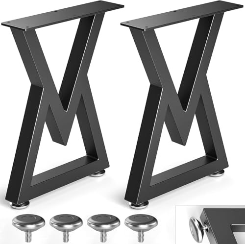 Likapop 16'' Metall-Tischbeine, stabile Schwarze Bankbeine, geeignet für DIY-Couchtische, Esstische, Schreibtische und Bänke - Breite 30 cm x Höhe 40 cm, 2 Stück (16''V-Form)