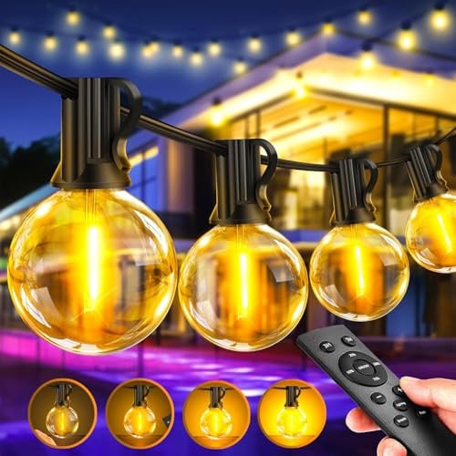 Lichterkette Outdoor Außen LED Strom - 30M Lichterketten mit Fernbedienung | Wasserdicht Dimmbar Warmweiß 3 Lichtmodi Aussen und Innen Dekoration für Halloween Hochzeit Garten Party Pavillon Balkon