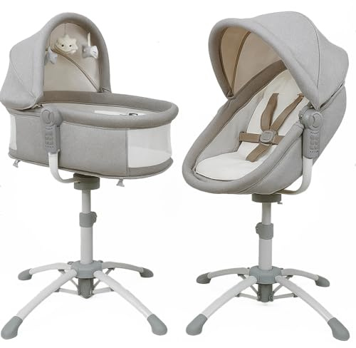 bebe2luxe Louna : Multifunktionale Wiege Baby (ELEKTRISCHE BABYSCHAUKEL, HOCHSTUHL,BABYWIPPE) (Gray)