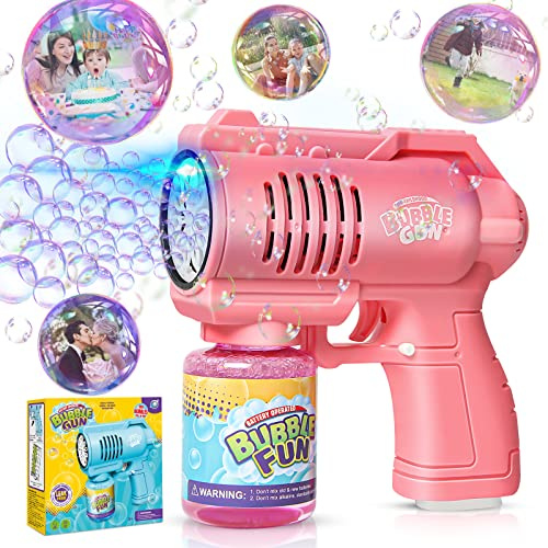 Bombble Automatische Seifenblasenpistole, Seifenblasenmaschine Gun Kinder 10000 Blasen/Min mit 130ML Seifenblasenlösung, Blasenspielzeug Geschenk für Kinder/Geburtstag/Party, Bubble Gun (Pink)