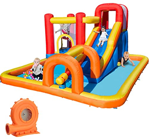 Baralir Hüpfburg mit Gebläse, Trocken-/Wasserrutsche, Kann 3~5 Kinder gleichzeitig beherbergen. Children's Bouncy Castle for Indoor or Outdoor use 400×320×200CM