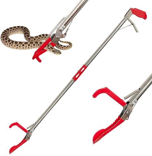 COYXiCE Professionelle Schlangenzange, 152,4 cm, robust, Reptilien-Rassel, Schlangenfänger, breite Backe, Edelstahl, zusammenklappbarer Greifer, Outdoor-Fangwerkzeug mit rutschfestem Griff (150 cm)