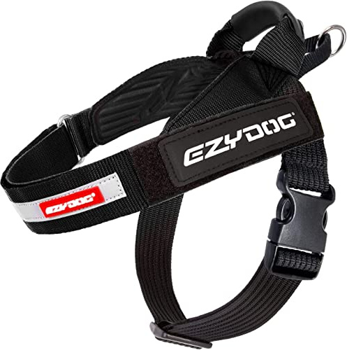 EzyDog Express Hundegeschirr - Norwegergeschirr für Kleine, Mittelgroße und Große Hunde, Reflektierendes, Verstellbares, Gepolstertes Geschirr Hund. Perfekt zum Joggen und Radfahren (XS, Schwarz)